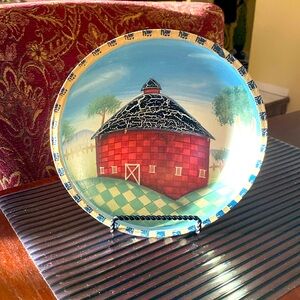 Decorative and Functional Hand Painted Wooden Bowl. 8” Round